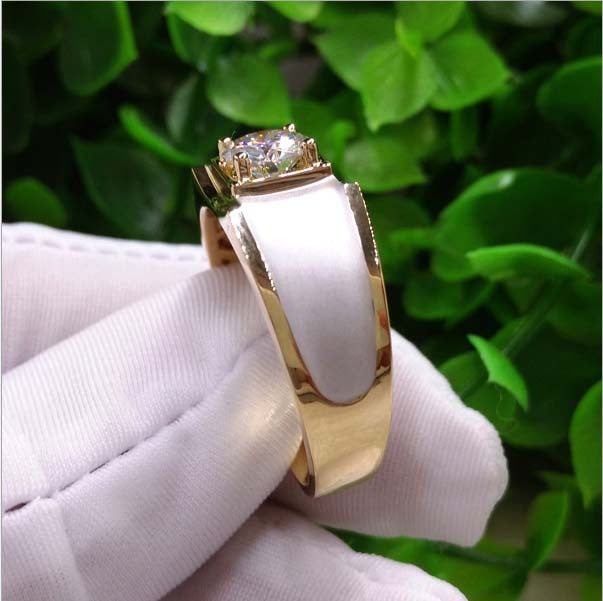 Wide‑Band Mother‑of‑Pearl Diamond‑Set Men’s Ring