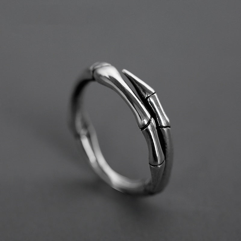 Vintage‑Finish Bamboo‑Joint Open Ring