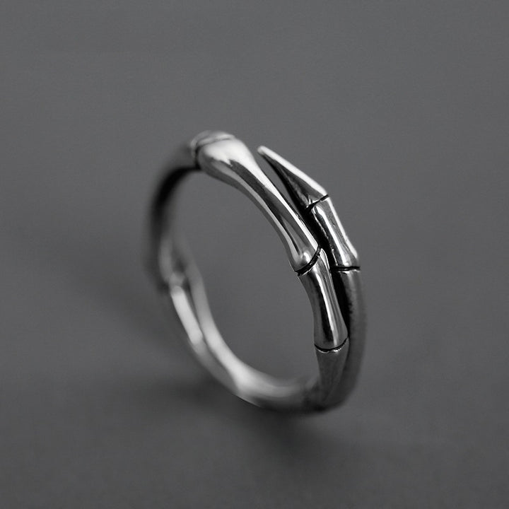 Vintage‑Finish Bamboo‑Joint Open Ring