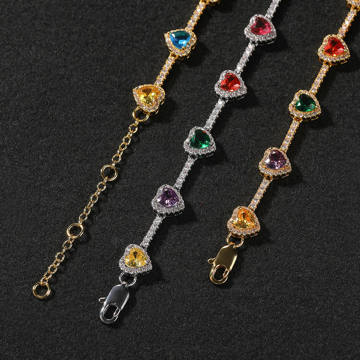 Rainbow Heart Diamond Choker & Bracelet Set (Dopamine Sweet-Cool Vibe Style)