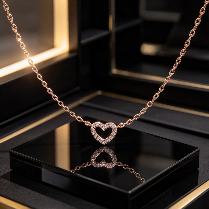 Hollow Heart Pave Necklace