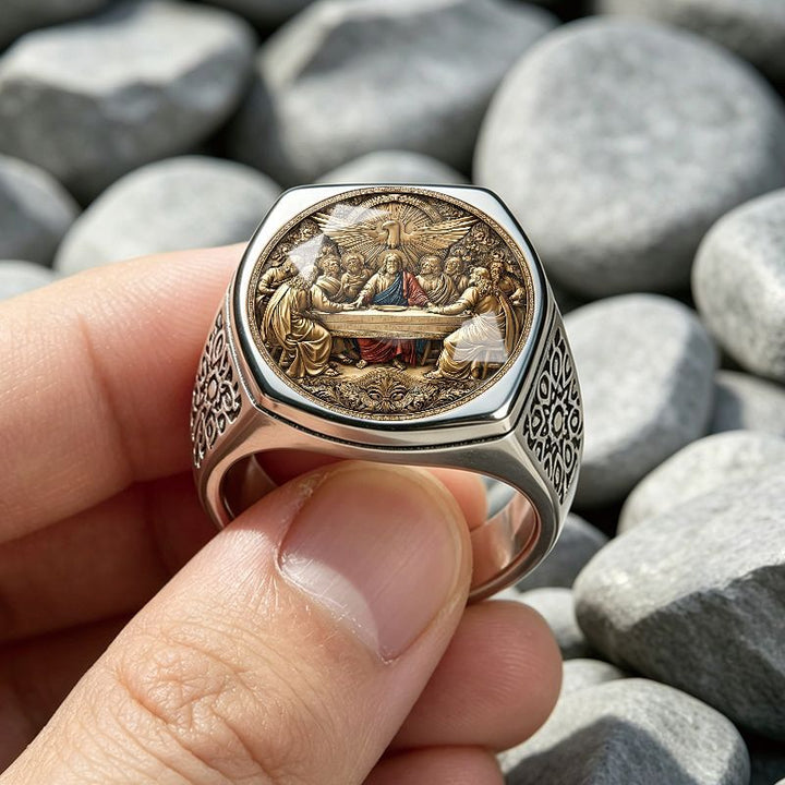 Vintage Embossed Religious Men's Ring