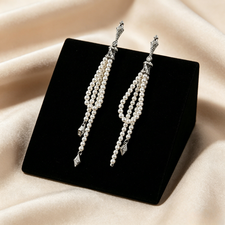 Vintage Baroque Pearl Tassel Drop Earrings (Delicate Luxury Long Dangles)