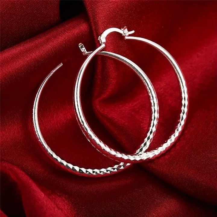 Textured Silver Hoop Earrings (Minimalist Daily Wear Jewelry)