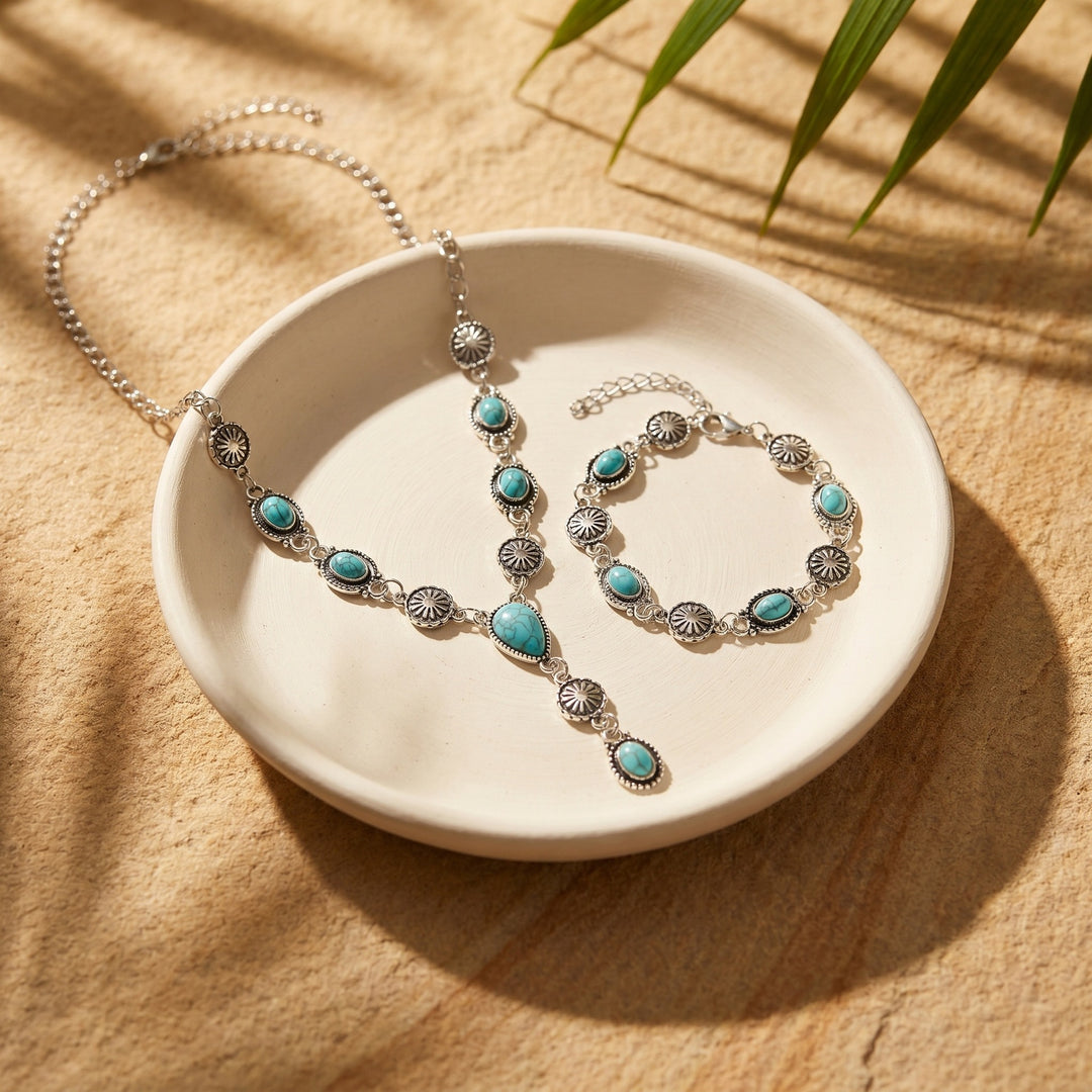 Vintage Turquoise Necklace & Bracelet Set