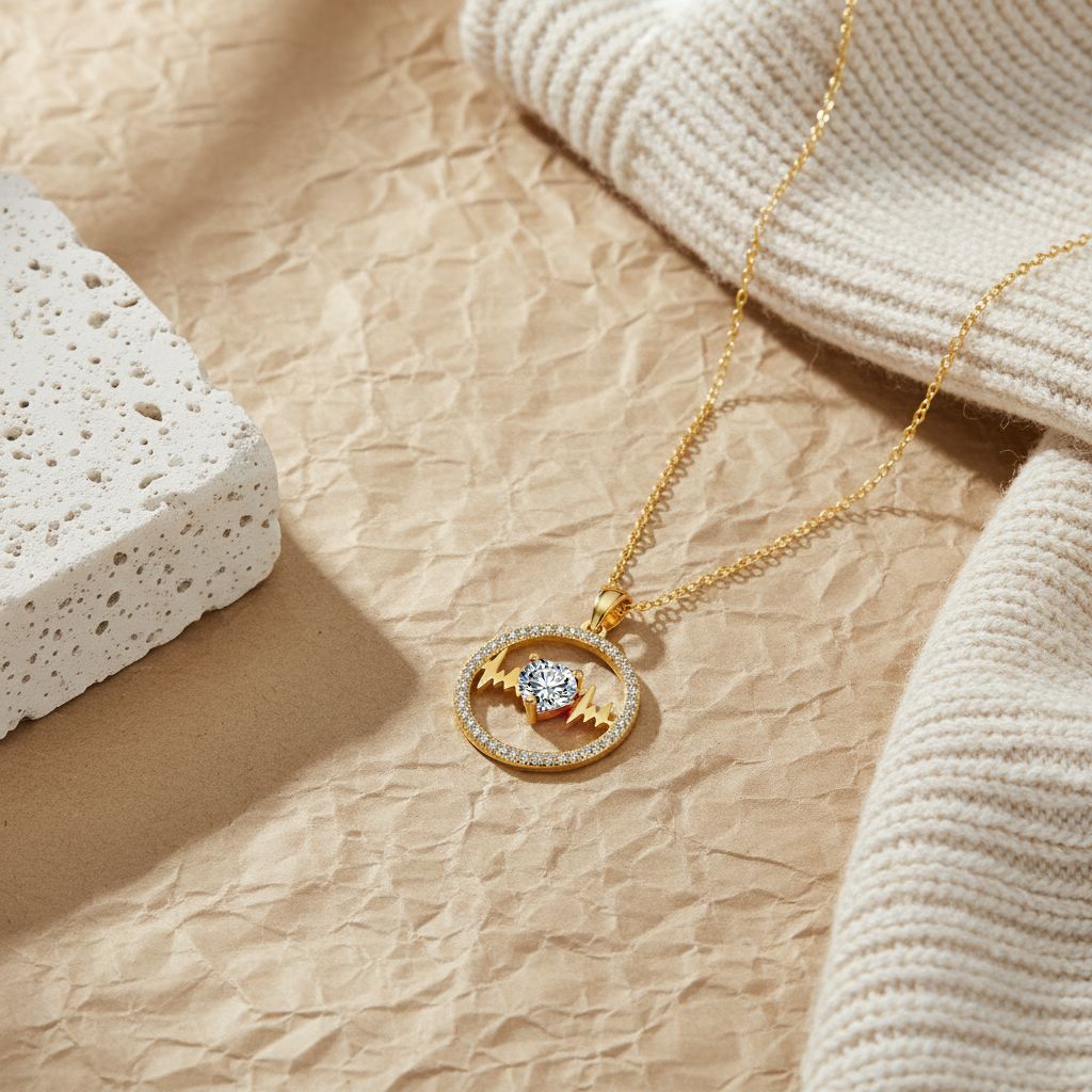 "Heartbeat" Love diamond Necklace (Pavé Circle Clavicle Chain)