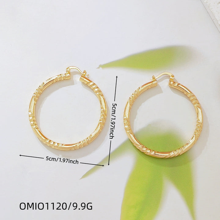 S925 Silver Textured Hoop Earrings, Vintage Gold Carved Large Circle Earrings