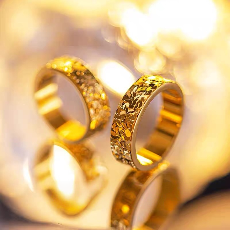Sparkly Gold Confetti Wide Band Ring (Luxury Statement Ring)