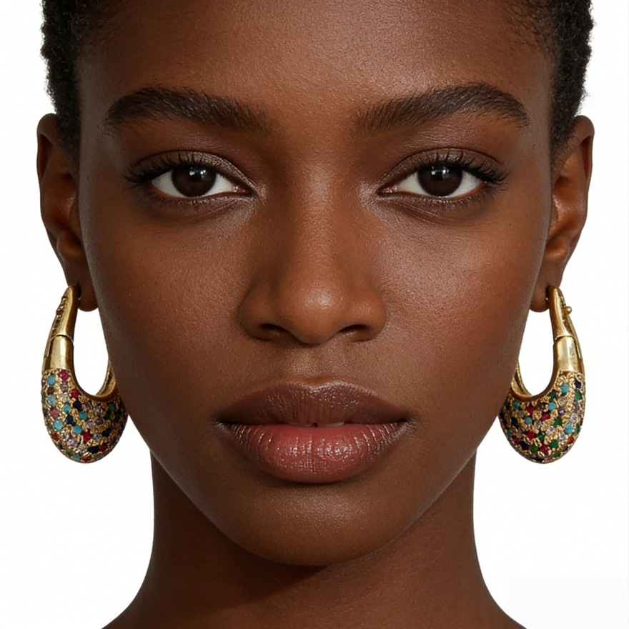 Pavé U-Shaped Hoop Earrings (Luxury Vintage Statement Earrings)