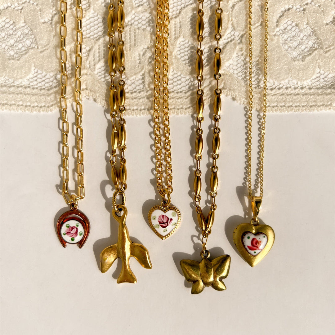 Vintage Floral Ceramic Tile Necklace Set (French Gentle Pastoral Choker)
