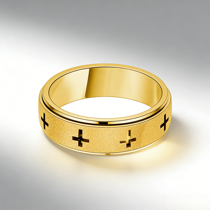 Cross Pattern Matte Spinner Ring (2 Colors Unisex Anxiety Band)