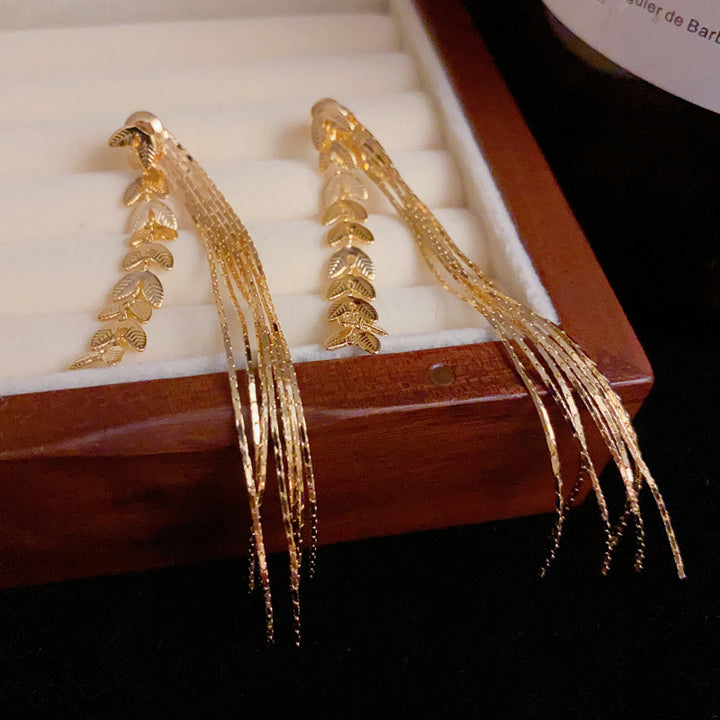 Wheat Tassel Long Drop Earrings (2 Colors Delicate Luxury Dangles)