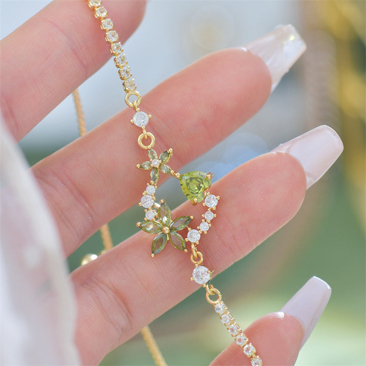Multicolor Floral Adjustable Pull Bracelet, Multi Diamond Flower Elegant Women Jewelry