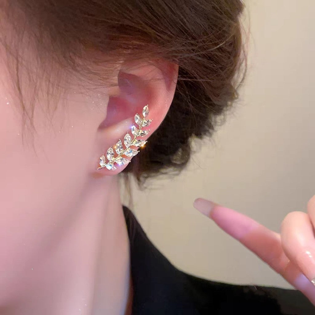 Wheat Ear Pavé Ear Climbers (Light Luxury Niche Design Earrings)