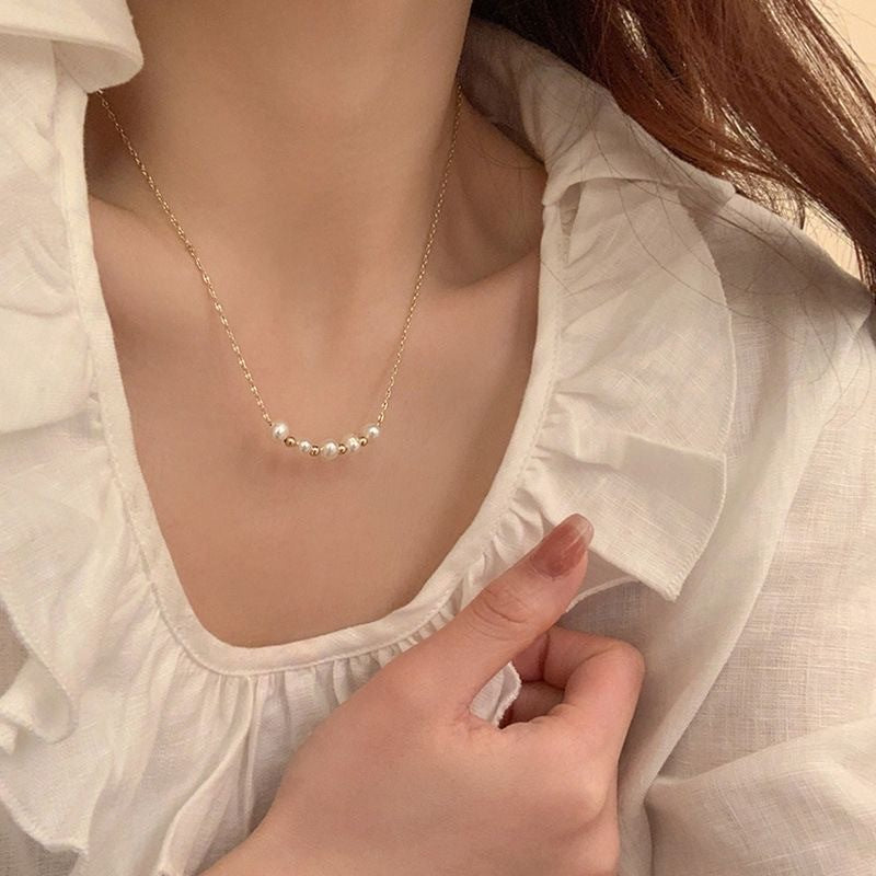Luxury Pearl Necklace (Silver/Gold Clavicle Chain)