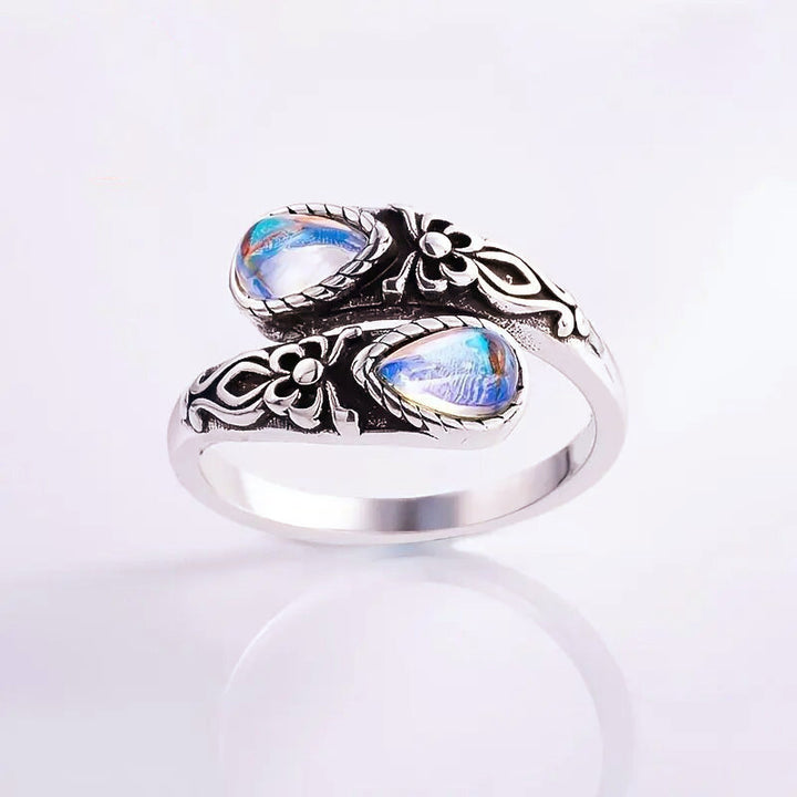 S925 Silver Celtic Knot Black Onyx Open Ring (Vintage Retro Statement Band)