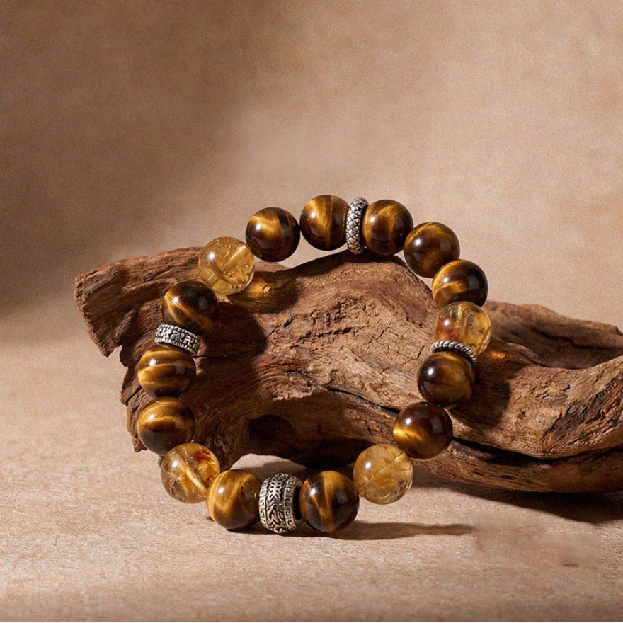 Tiger Eye & Citrine Beaded Bracelet