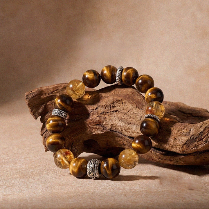 Tiger Eye & Citrine Beaded Bracelet
