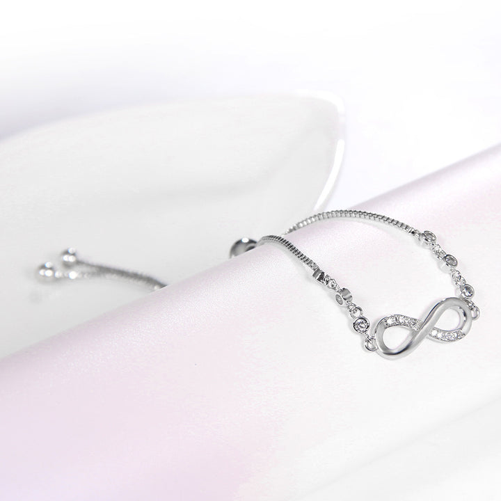 Infinity Symbol Diamond Adjustable Bracelet (3 Colors Delicate Pull-Tie Bangle)