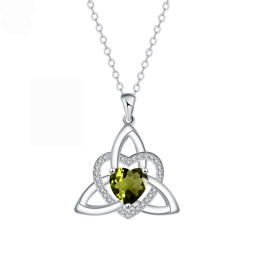 Celtic Knot Heart Birthstone S925 Silver Necklace