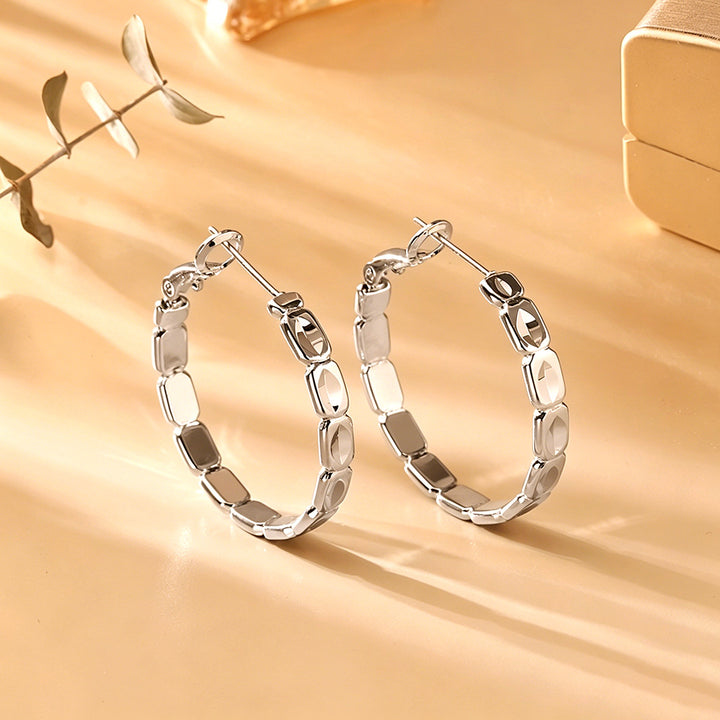Open Chain Link Pig Nose Hoop Earrings, Gold & Silver Minimal Chunky Chain Hoops