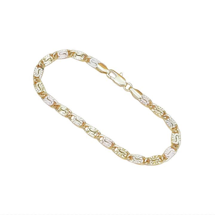 Two-Tone Carved Byzantine Link Bracelet (Vintage Luxury  Titanium Steel Band)