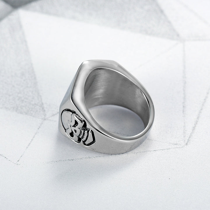 Lucky Number 7 Symbol Ring (Vintage American Biker Style Band)
