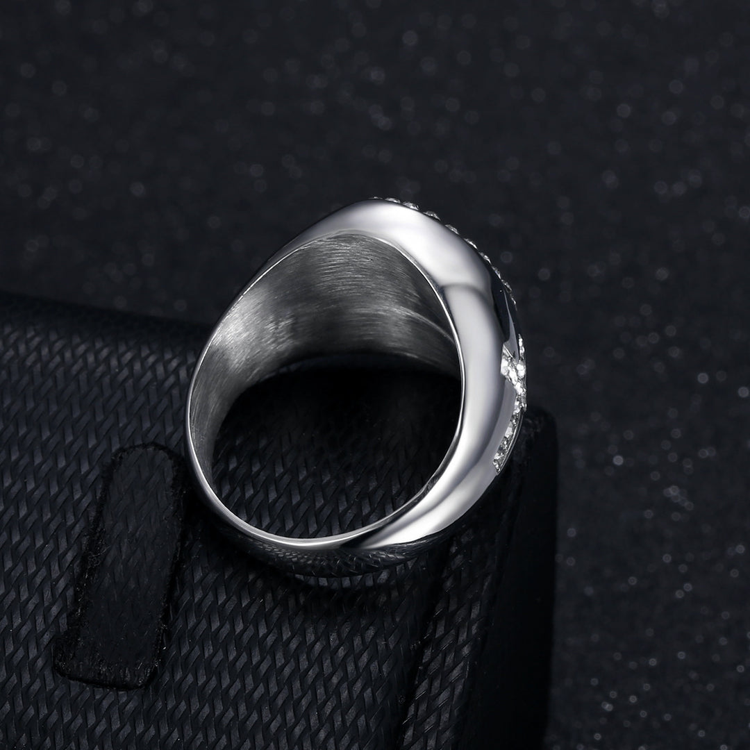 Our Lady of Guadalupe Diamond Oval Signet Ring, S925 Silver Gold & Silver Tone Catholic Prayer Wide Band