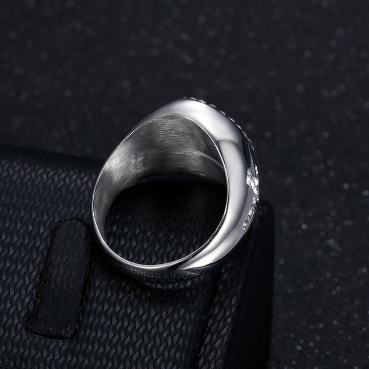 Our Lady of Guadalupe Diamond Oval Signet Ring, S925 Silver Gold & Silver Tone Catholic Prayer Wide Band