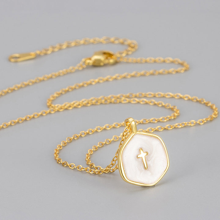 Color Enamel Cross Pendant Necklace for Women – Minimalist Versatile Choker