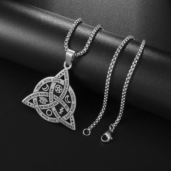 Men's Viking Triangular Pendant Necklace – Nordic Celtic Knot 14K Gold Plated Titanium Steel