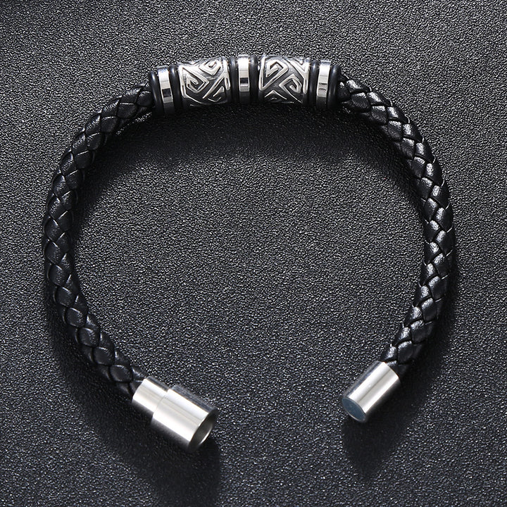 Titanium Steel & Genuine Leather Braided Bracelet · Trendsetter Essential