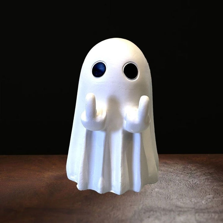 Funny Ghost Figurine with Middle Finger – Creative Desk Décor