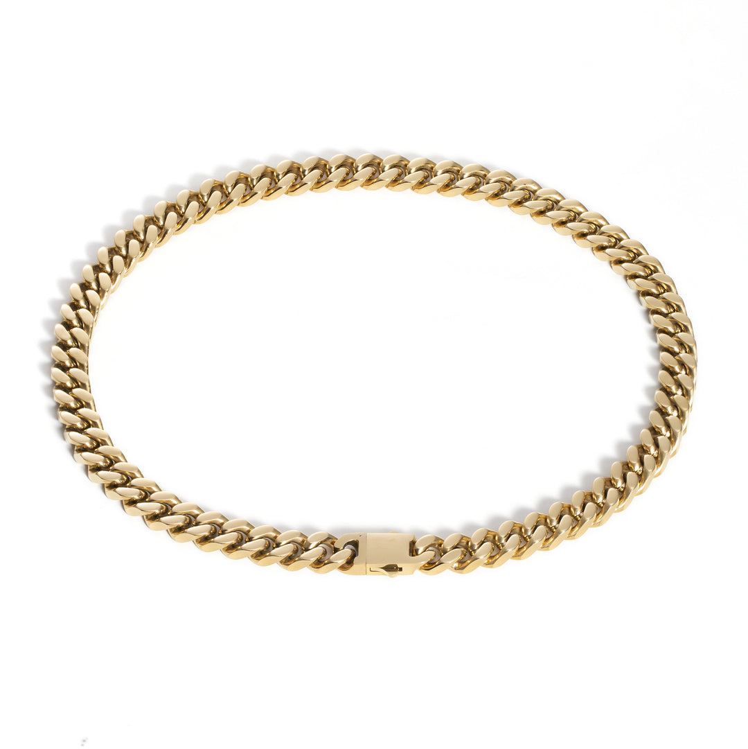 Polished Titanium Steel Chunky Cuban Chain Hip-Hop Necklace · Four-Side Cut Bold Chain