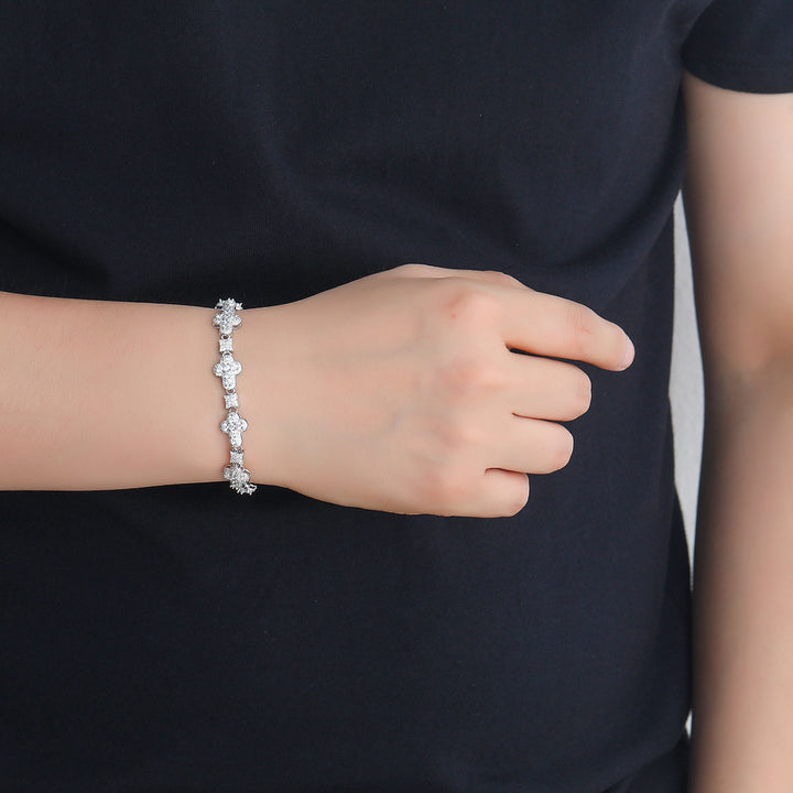Hip-Hop Cross Men's Bracelet - Full Diamond Trendy Bracelet