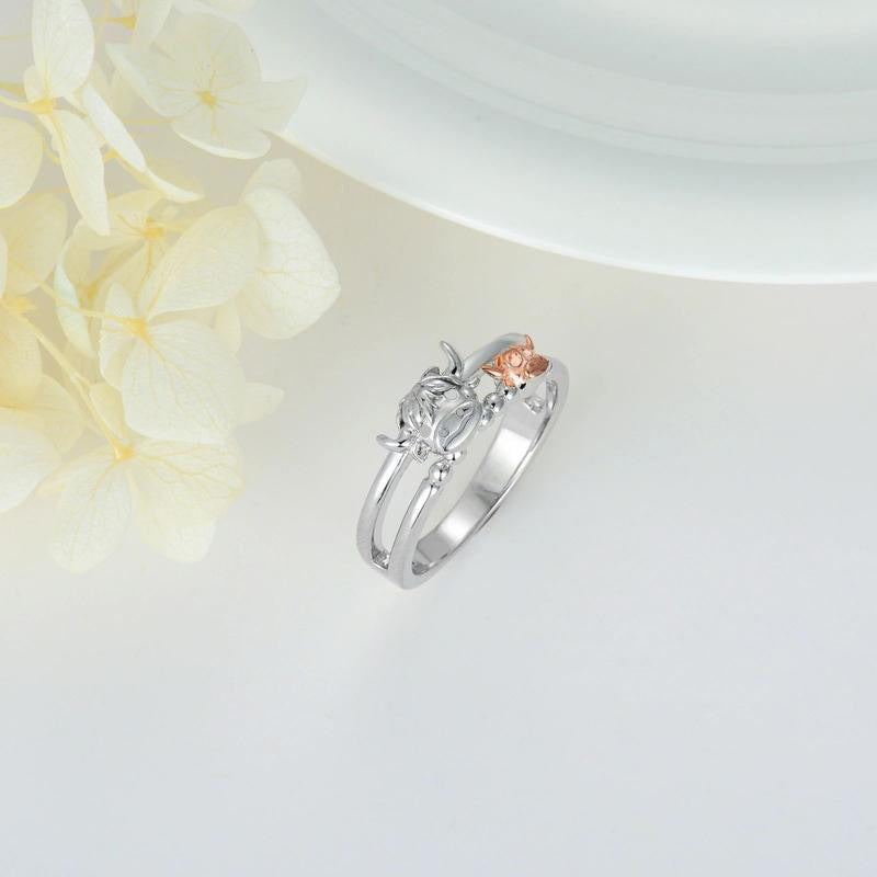 Cow Head Ring for Women - Ins Niche Design Personalized Edgy Sweet Cool Closed Ring
