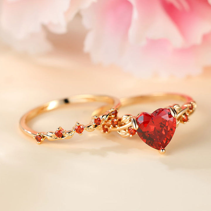 Heart-Shaped Colored Gem Vine Stackable Ring (Sweet Vitality Multi-Color Style)
