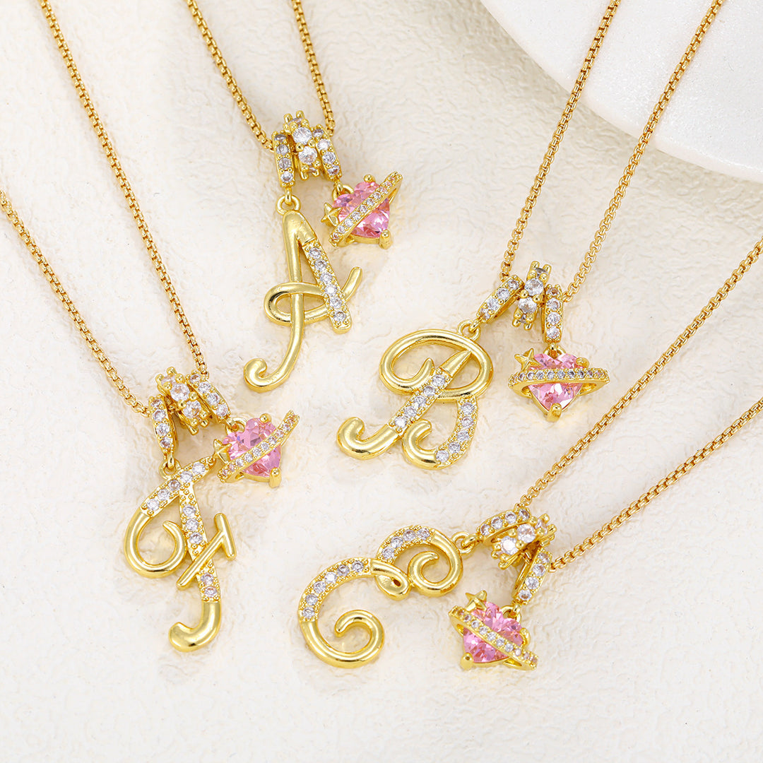 Dopamine 26 English Floral Letter Necklace - Girls' Light Luxury Niche High-End Jewelry