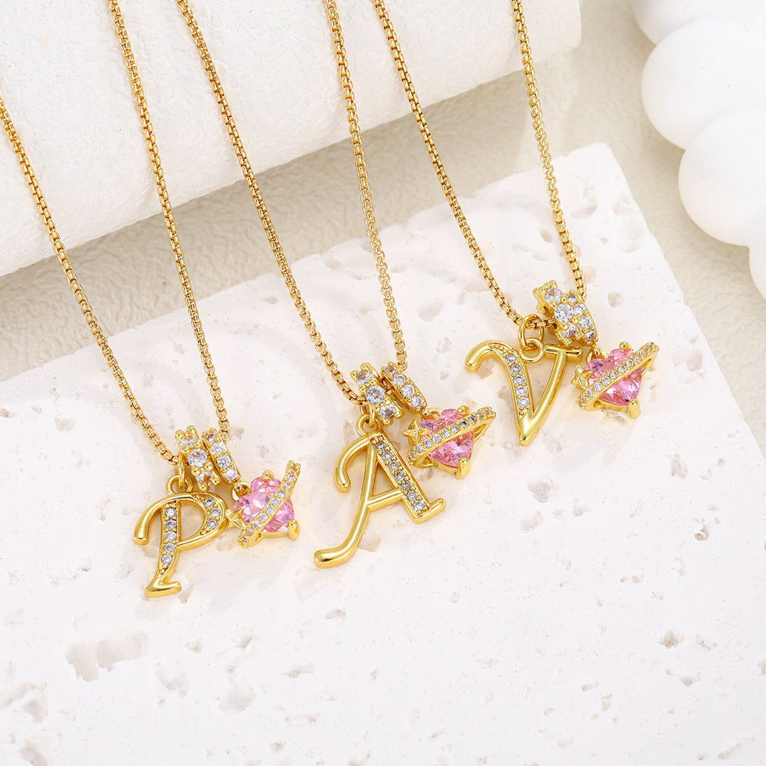 Dopamine 26 English Floral Letter Necklace - Girls' Light Luxury Niche High-End Jewelry