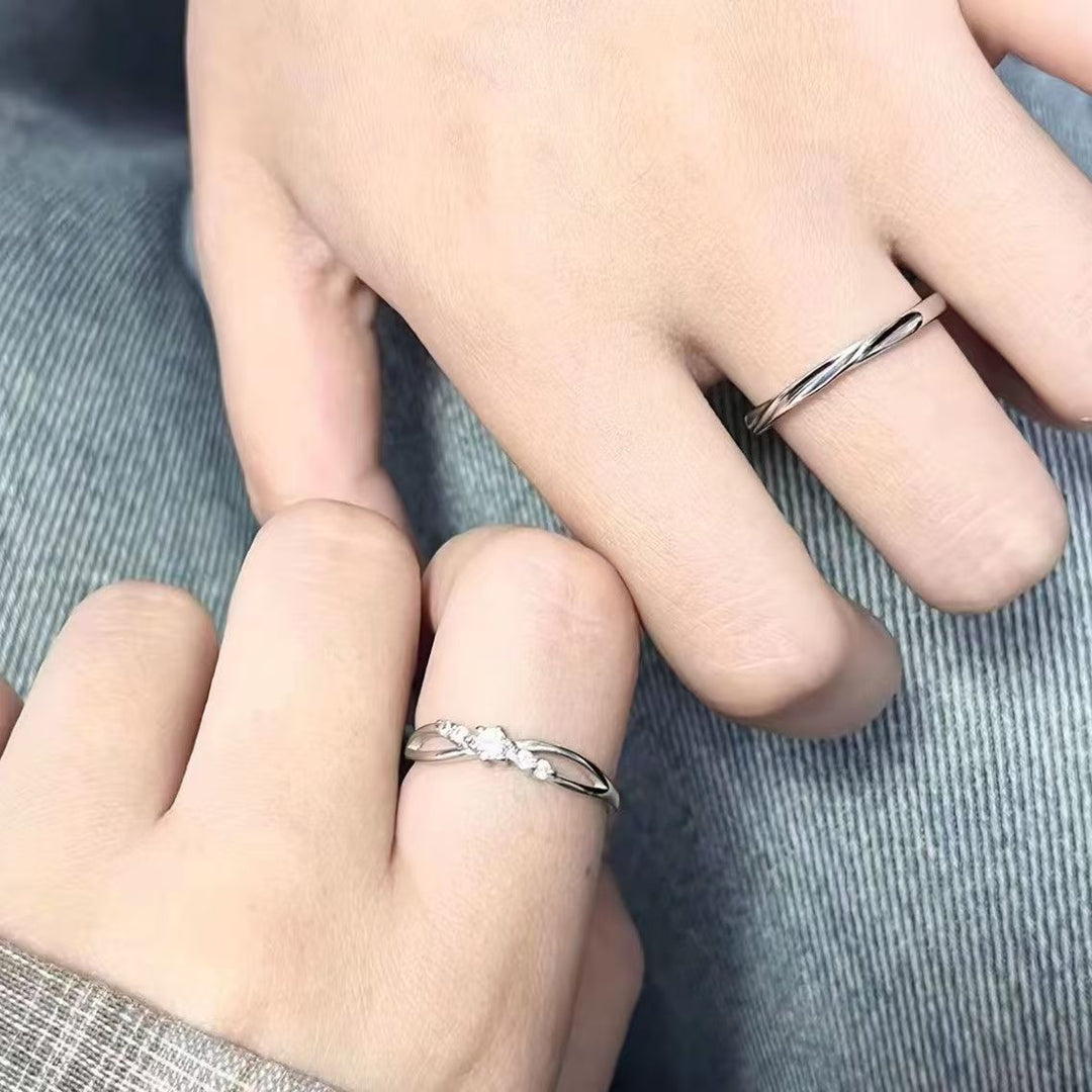 Minimalist Geometric Möbius Ring - Women's Hollow Interwoven Adjustable Couple Ring Set