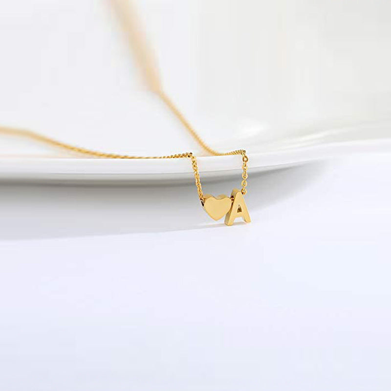 Heart & Initial Letter Choker (26 Letters Optional | Gold/Silver Dual Tone)