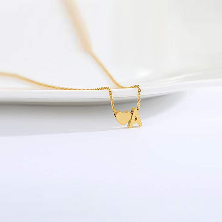 Heart & Initial Letter Choker (26 Letters Optional | Gold/Silver Dual Tone)