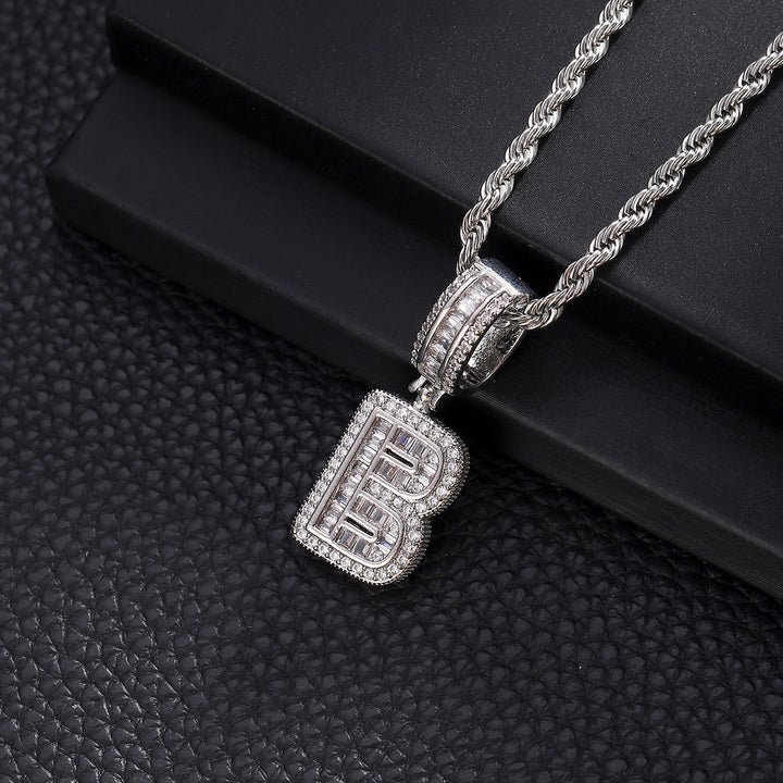 Full-Diamond Letter Cuban Link Necklace (26 Letters Optional | Gold/Silver Dual Tone)