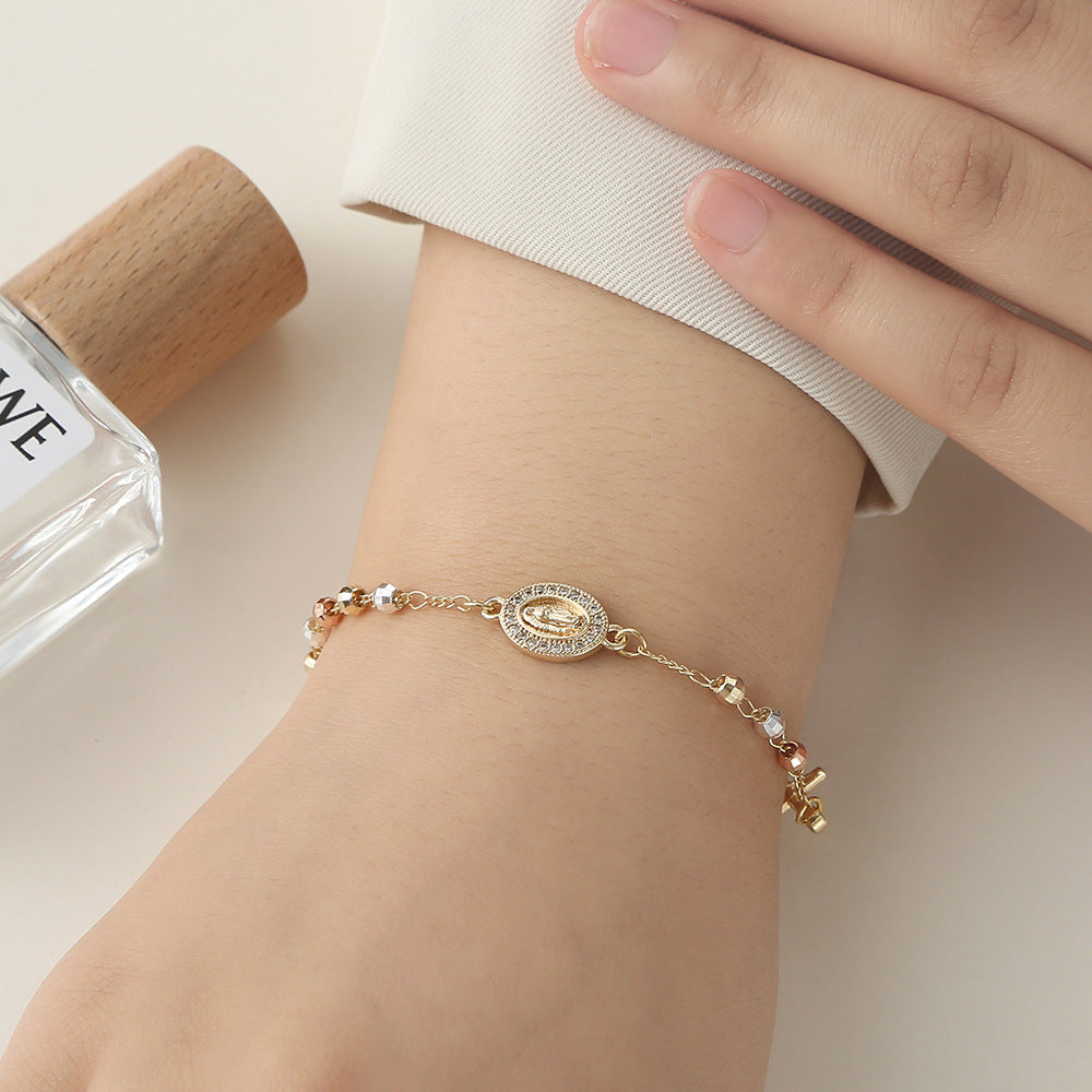 Light Luxury Virgin Mary Micro-Inlaid Beaded Bracelet