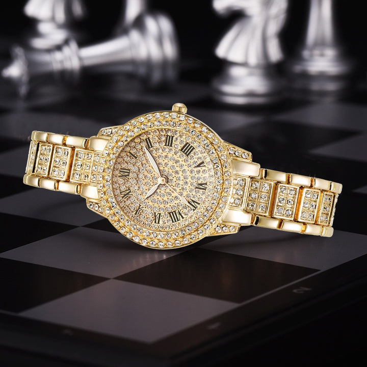 Full-Diamond Roman Dial Starry Sky Women's Watch Set