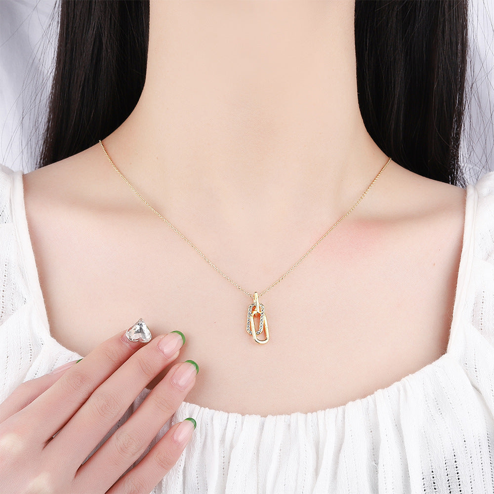 Minimalist Light Luxury Double-Loop Micro-Diamond Choker