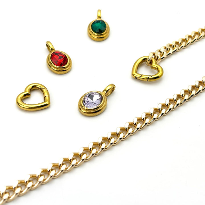 Gold Cuban Chain Adjustable Y-Shaped Heart Pendant Necklace for Women