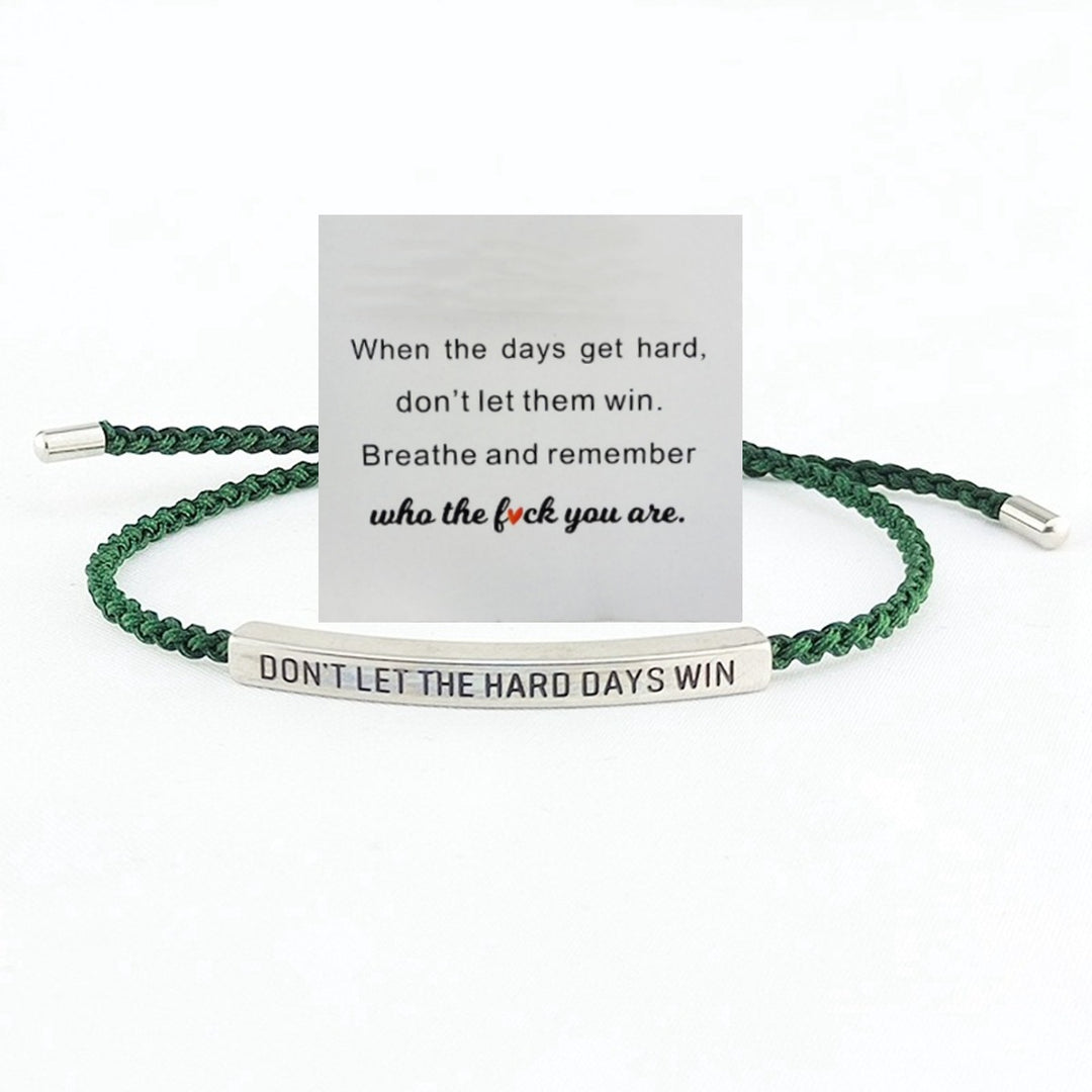 Motivational Quote 18k gold Curved Tube Curved Tube Bracelet (Handmade Braided Adjustable Engravable Cord)
