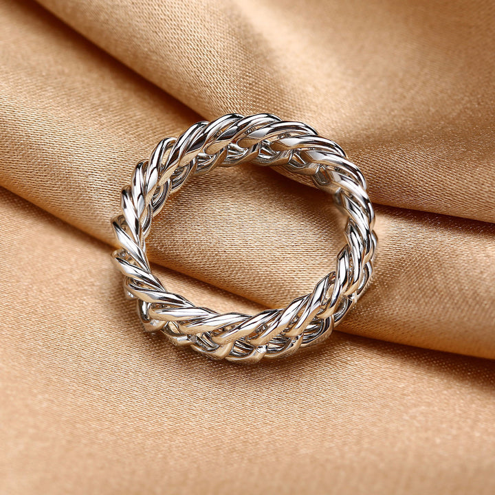 Minimalist Braided Cuban Link Ring (Light Luxury Street Style)