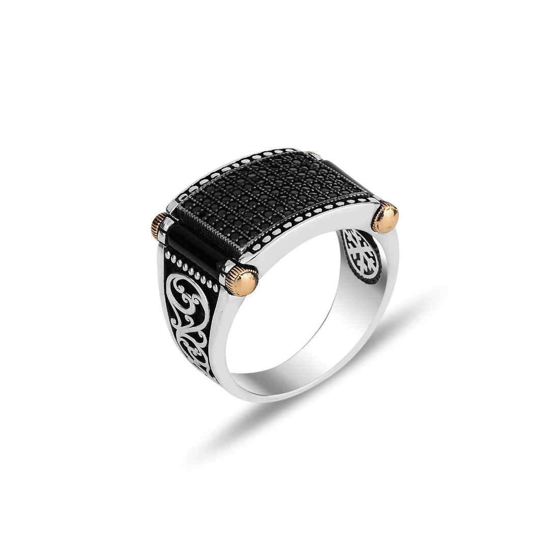 Full-Diamond Gear Men's Bold Retro Ring (Dark Light Luxury Style)